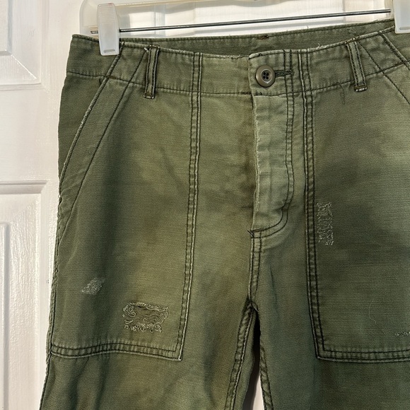 Women’s Free People Stormbringer Green Distressed Straight Leg Pants Size 26 - Picture 6 of 15